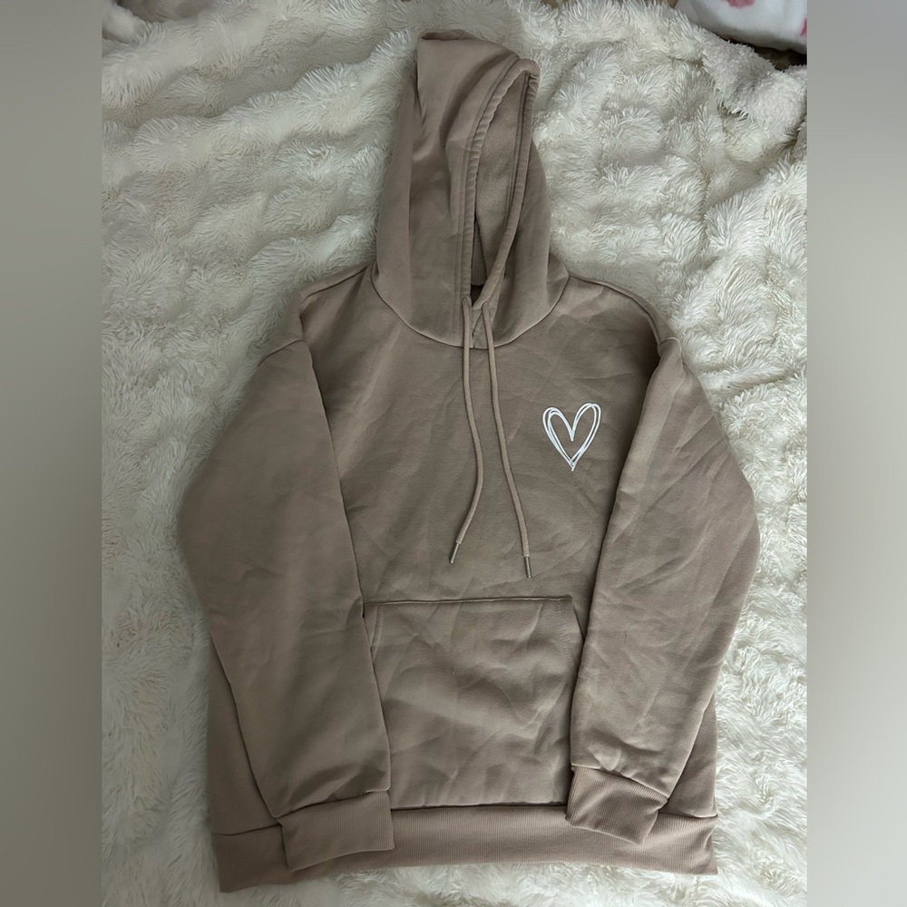 Tan Hoodie with Heart